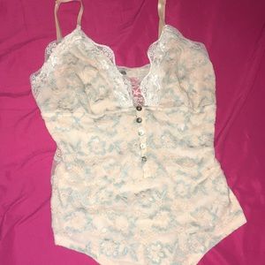 TRENDY LACE BODYSUIT CHARLOTTE RUSSE SHEER BACK